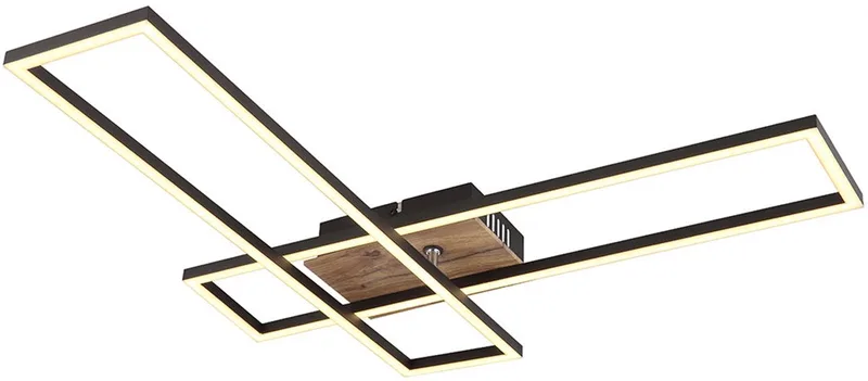 Plafondlamp eetkamerlamp woonkamerlamp slaapkamerlamp keukenlamp, metaal aluminium MDF houtlook, verplaatsbaar, LED 30W 1370Lm 3000K warm wit, L 80 cm de Globo en Noir – photo produit