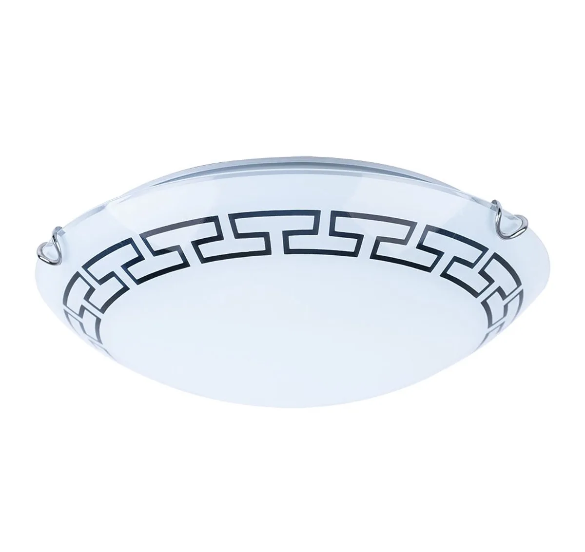 Plafondlamp gesatineerd glas gedessineerd Ganglamp rond, metaal, 1x LED 12W 967Lm warm DxH 30x9 cm van Globo in Wit – productfoto