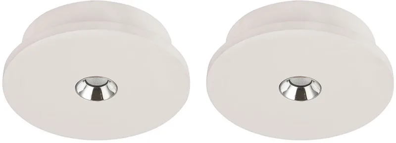Plafondlamp gips wit keukenlamp modern plafondlamp verchroomd, LED 4W 200Lm warm wit, DxH 16x4,5 cm, set van 2 de Globo en Blanc – photo produit