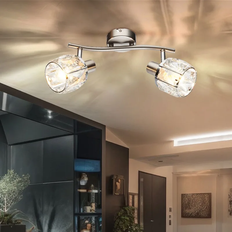 Plafondlamp glas kristal lamp spots verstelbaar woonkamer slaapkamer chroom spot von Globo in Silber – Produktfoto