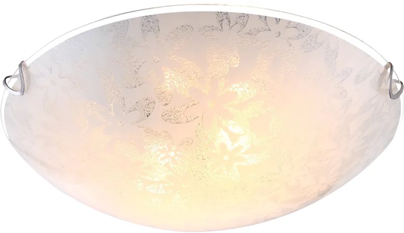 Plafondlamp glas opaal rond bloemdecor 30 cm Woonkamer fra Globo i Hvid – produktbillede