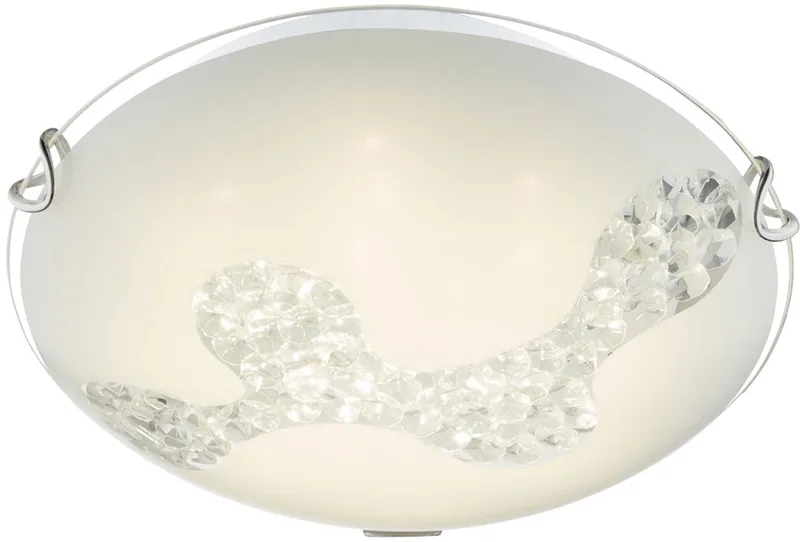 Plafondlamp glas rond LED plafondlamp kristal hallamp wit keukenlamp, 8W 645lm neutraal wit, DxH 25x9.5 cm, Globo 48258-8 von Globo in Weiß – Produktfoto