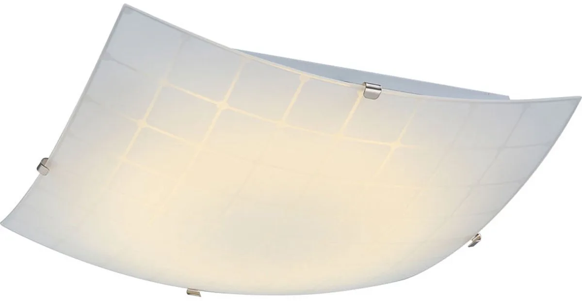 Plafondlamp glas wit Hallamp Woonkamerlamp Plafond chroom, vierkant, 1x LED 12W 900Lm warm wit, LxBxH 30x30x8,5 cm von Globo in Weiß – Produktfoto