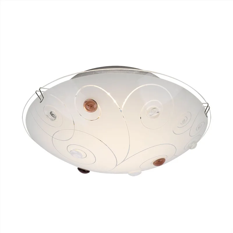 Plafondlamp glazen kap plafondlamp 1-vlam woonkamerverlichting opaal met decoratieve stenen, metalen chromen lijnen, 1x LED 8 watt 640 lm, D 25 cm von Globo in Weiß – Produktfoto