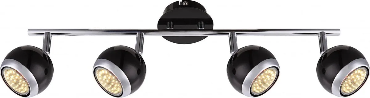 Plafondlamp Globo Oman LED - Zwart - 4 lichts de Globo en Chrome – photo produit