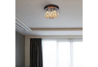 Plafondlamp Gorley, rookkleurig/zwart, glas, 32 cm, 5-lamps, E14 de Globo en Noir, Rookgrijs, Chrome – photo produit 2 sur 5