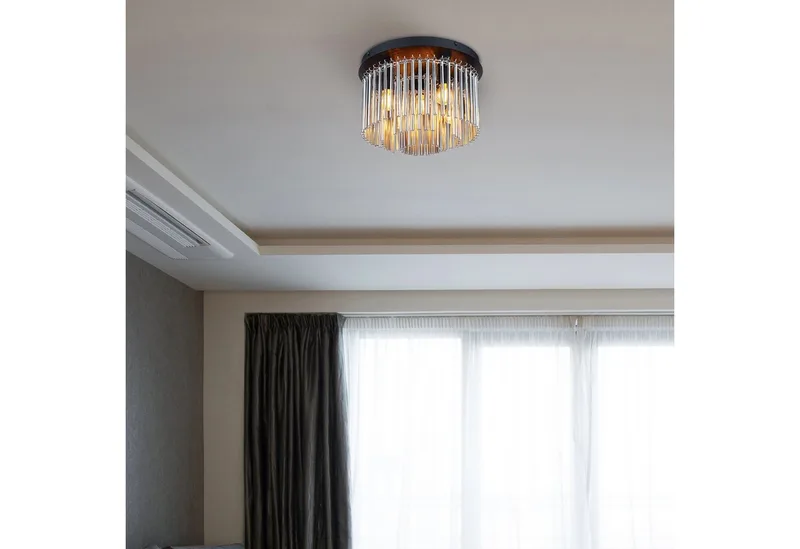 Plafondlamp Gorley, rookkleurig/zwart, glas, 32 cm, 5-lamps, E14 de Globo en Noir, Rookgrijs, Chrome – photo produit 2 sur 5