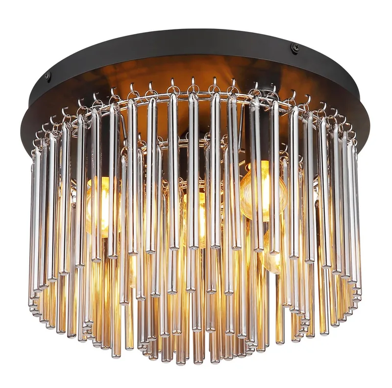 Plafondlamp Gorley, rookkleurig/zwart, glas, 32 cm, 5-lamps, E14 de Globo en Noir, Rookgrijs, Chrome – photo produit 3 sur 5