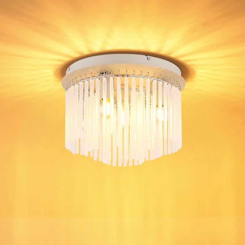 Plafondlamp Gorley, wit/zandkleurig, glas, Ø 32 cm, 5-lamps, E14 de Globo en Blanc, Zand – photo produit