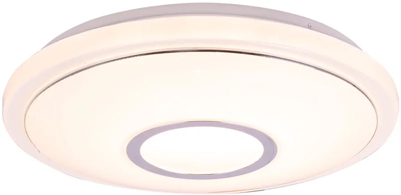 Plafondlamp Hallamp Woonkamerlamp Slaapkamerlamp, acryl chroom metaal CCT, LED 16W 1300Lm 2700K, 4200K, 6500K, D 40 cm de Globo en Blanc – photo produit