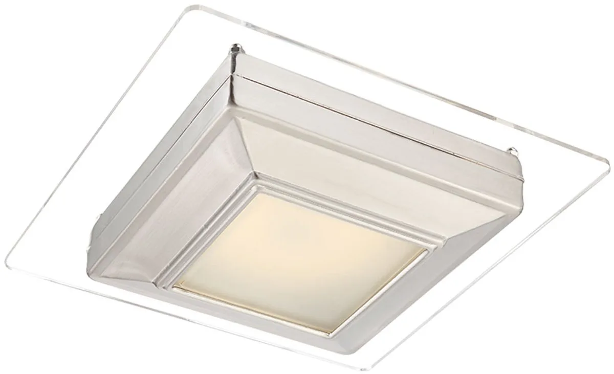 Plafondlamp Hanglamp LED-verlichting Plafondlamp, gespiegeld chroom, gesatineerd, vierkant, 12 watt, LxBxH 23x23x10 cm von Globo in Silber – Produktfoto