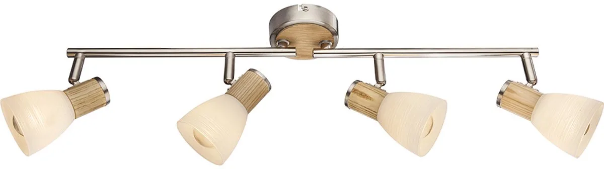 Plafondlamp hout spot glas woonkamerlamp verstelbaar in set incl. LED lamp de Globo en Argent – photo produit