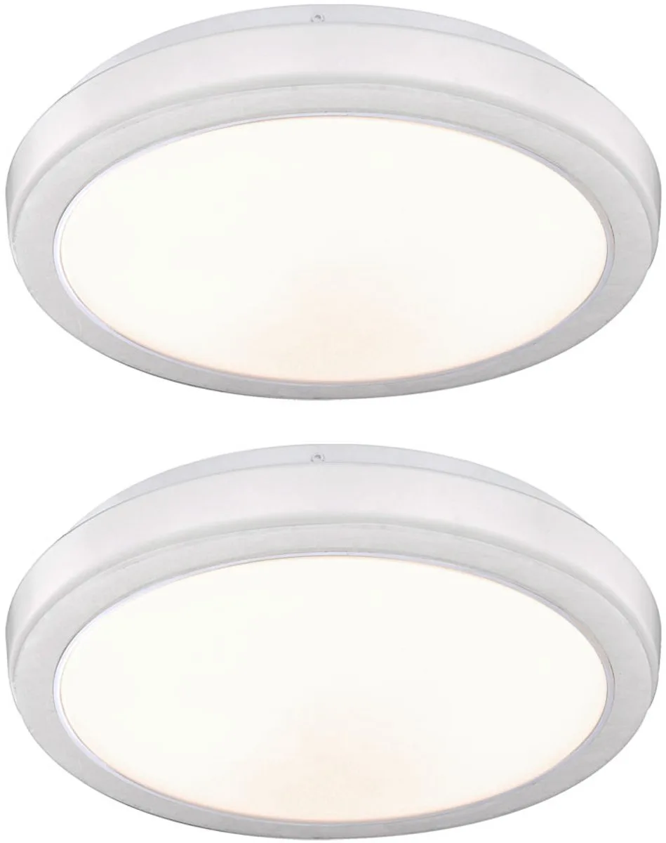 Plafondlamp keukenlamp woonkamerlamp eetkamerlamp gemarmerd LED plafondlamp wit, 12W 1150lm warm wit, DxH 33,5 x 9,5 cm, set van 2 fra Globo i Hvid – produktbillede