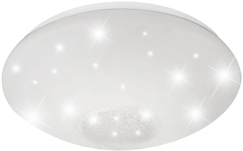Plafondlamp kristallen lamp slaapkamerlamp woonkamer, decor sterrenhemel effect, helder, 1x LED 12W 850Lm 3500K, DxH 29x10cm de Globo en Blanc – photo produit