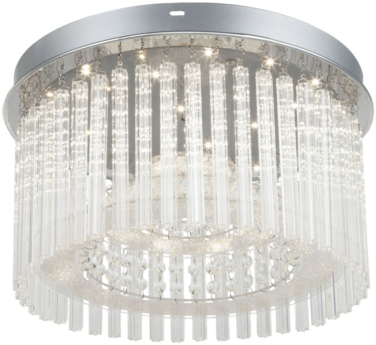 Plafondlamp Kristallen lamp Woonkamerlamp, glazen staven Kristallen pendel chroom, LED neutraal wit, DxH 37x21,5cm von Globo in Silber – Produktfoto