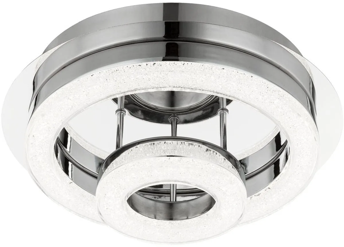 Plafondlamp kristallen Modern kristallen licht Woonkamer plafond chroom, rond, 1x LED 18W 1510Lm neutraal wit, DxH 28x11,2 cm fra Globo i Sølv – produktbillede