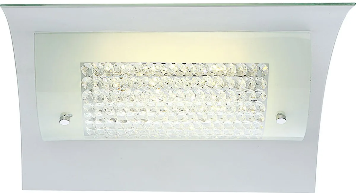 Plafondlamp kristallen plafondlamp woonkamerlamp, helder klassiek gesatineerd glas, LED 15W 1100Lm neutraal HxBxL 10,5x34x35cm von Globo in Weiß – Produktfoto