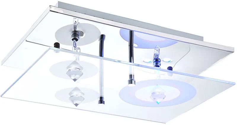 Plafondlamp Lamp afstandsbediening met kleurwissel Woonkamerlamp chroom, met kristallen glas, 3x20W 3x 260lm, LxBxH 30x20x10 cm de Globo en Argent – photo produit