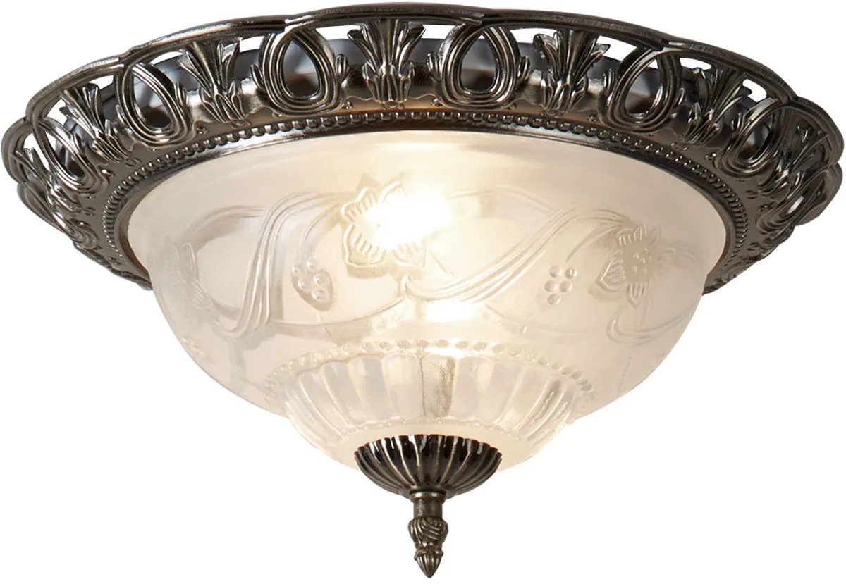 Plafondlamp landelijke stijl glazen lamp antiek bloemendecor de Globo en Argent – photo produit