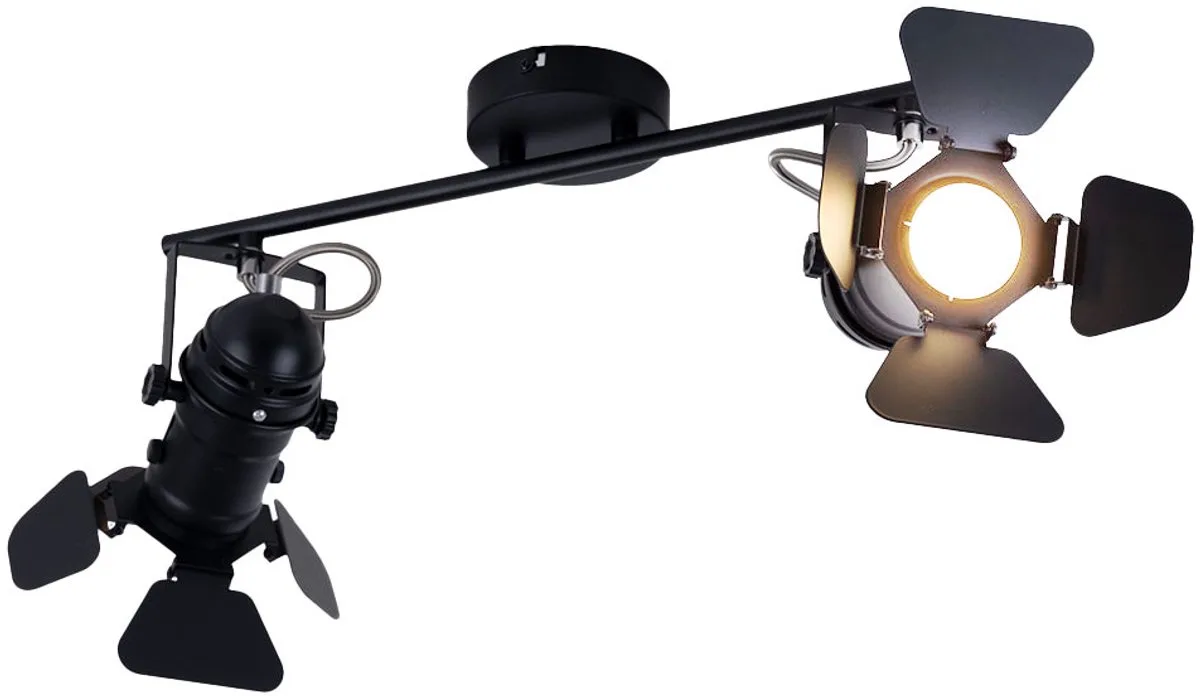 Plafondlamp LED filmspot retro plafondlamp woonkamerlamp verstelbaar, kleppen beweegbaar, 2x 4W 2x 400lm warm wit, L 54 cm by Globo in Black – product photo
