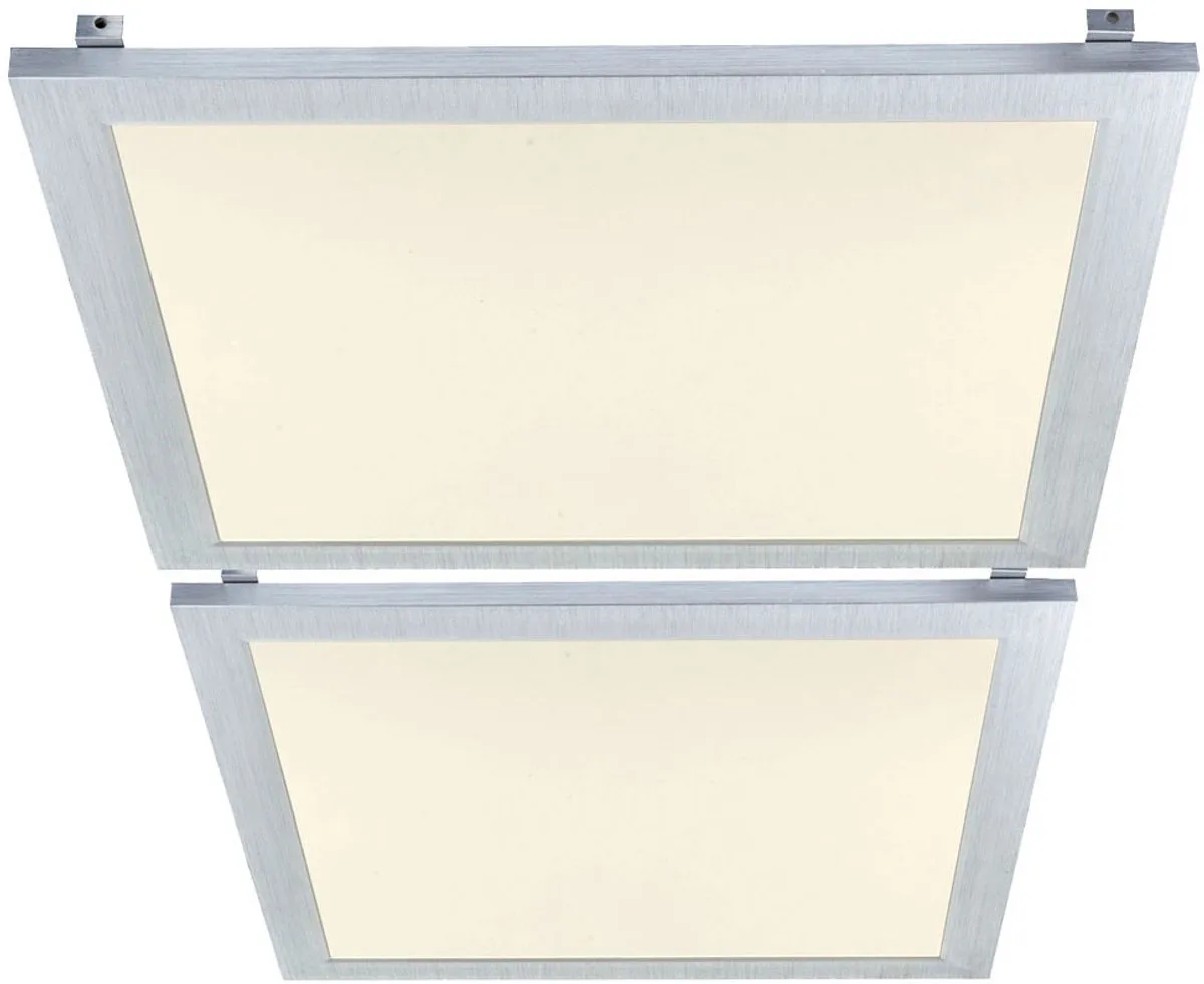 Plafondlamp LED paneel plafondlamp aluminium inbouw paneel kantoorlamp louvre lamp, 18 watt 1100 lumen neutraal wit, LxBxH 29,9 x 29,9 x 5 cm, set van 2 fra Globo i Sølv – produktbillede