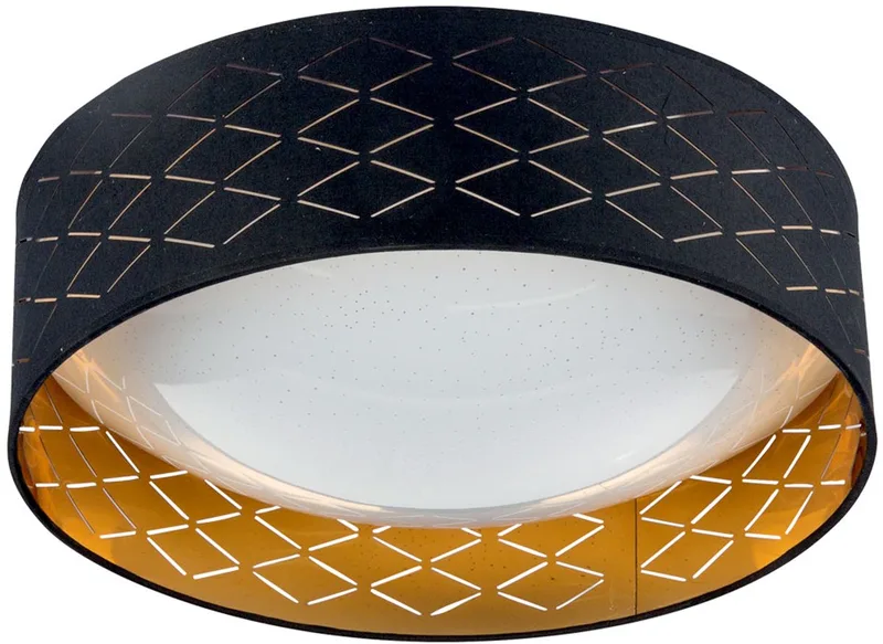 Plafondlamp LED plafondlamp Eetkamerlamp met ster effect, textiel goud, 18W 1000lm 3000K, DxH 40x12cm van Globo in Zwart – productfoto
