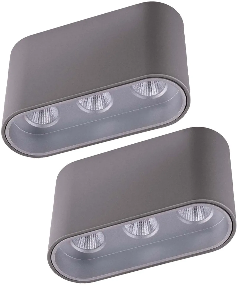 Plafondlamp LED plafondlamp Hallamp Opbouwlamp zilver Woonkamerlamp, 7W 421lm warm wit, L 10,5x 6,4 cm, set van 2 von Globo in Grau – Produktfoto