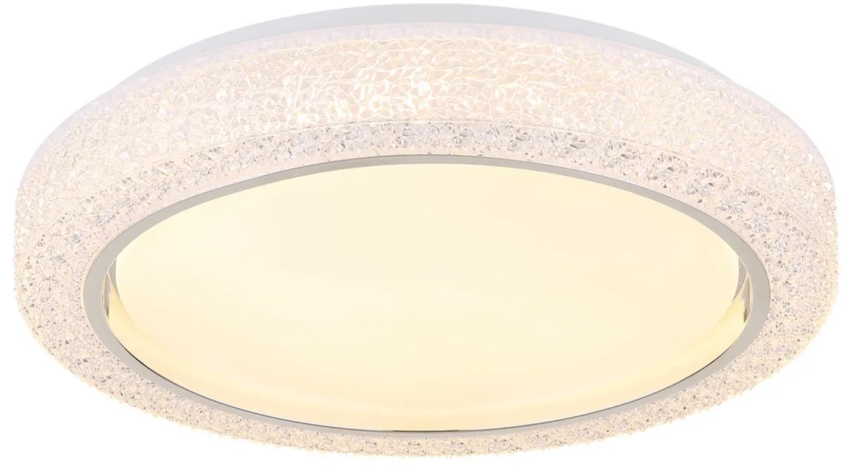 Plafondlamp LED plafondlamp kristallen lamp woonkamer rond, chromen ring, 24W 1400lm warm DxH 40 x 8 cm van Globo in Wit – productfoto