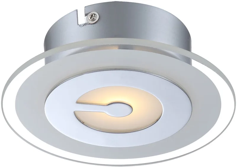 Plafondlamp LED plafondlamp ronde ganglamp chroom keukenlamp, gedeeltelijk gesatineerd glas, 5W 400lm warm wit, DxH 16x5,2 cm by Globo in Silver – product photo
