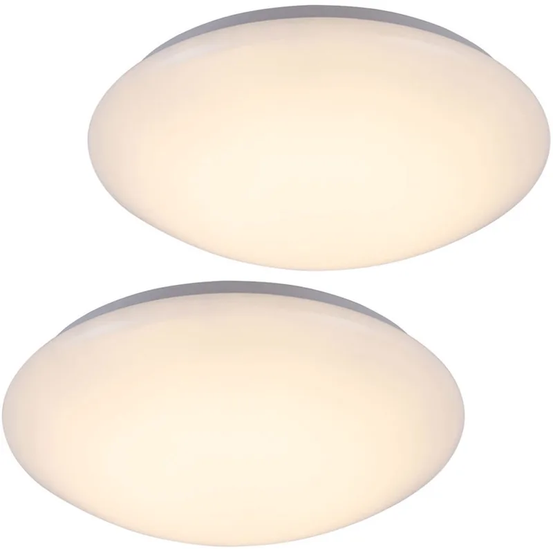 Plafondlamp LED plafondlamp woonkamer wit rond, metaal acryl, 16W 880lm warm wit, DxH 34.5x9 cm, set van 2 fra Globo i Hvid – produktbillede