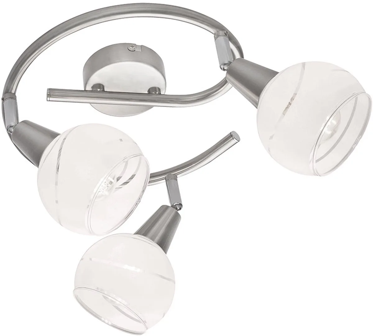 Plafondlamp LED plafondspot chroom plafondlamp glas woonkamerlamp met beweegbare spots, 3x 5W 3x 400lm warm wit, DxH 25x21 cm von Globo in Silber – Produktfoto