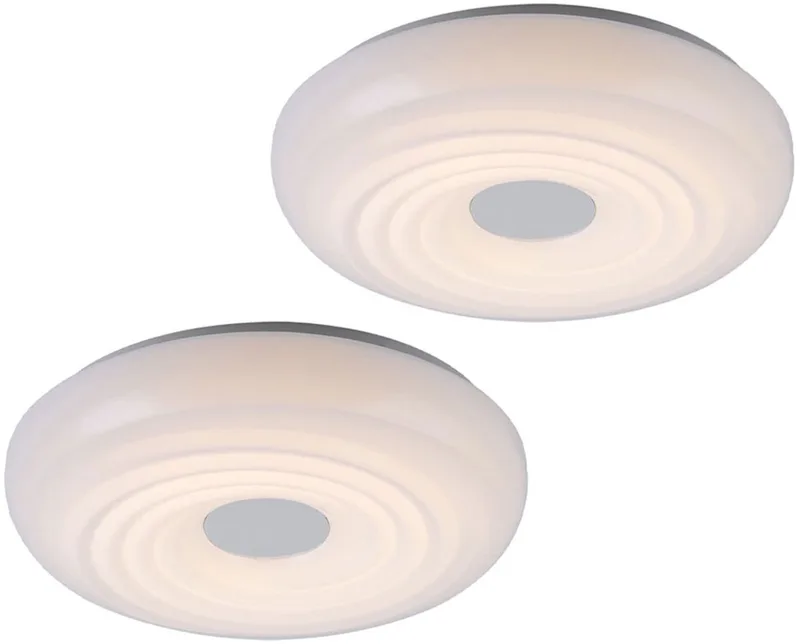 Plafondlamp LED rond wit Eetkamerlamp in wit, metaal acryl, 1x LED 15W 1240lm 3000K warm wit, DxH 35x8,5 cm, set van 2 de Globo en Blanc – photo produit