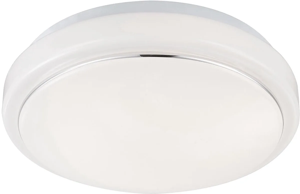 Plafondlamp LED woonkamerlamp modern, aluminium wit, 1x LED 8W 550Lm warm wit, DxH 26x8 cm von Globo in Weiß – Produktfoto