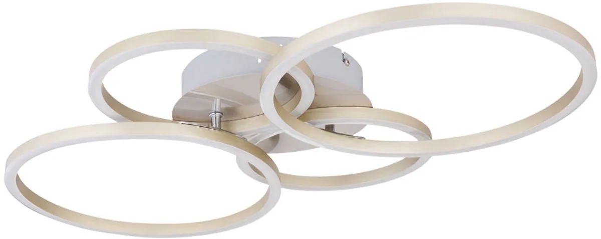 Plafondlamp LED woonkamerlamp moderne ringen verstelbare LED plafondlamp metaal kunststof, 1x 40W 1960lm 3000K, LxBxH 65,5x40,6x7,5 cm van Globo in Zilver – productfoto