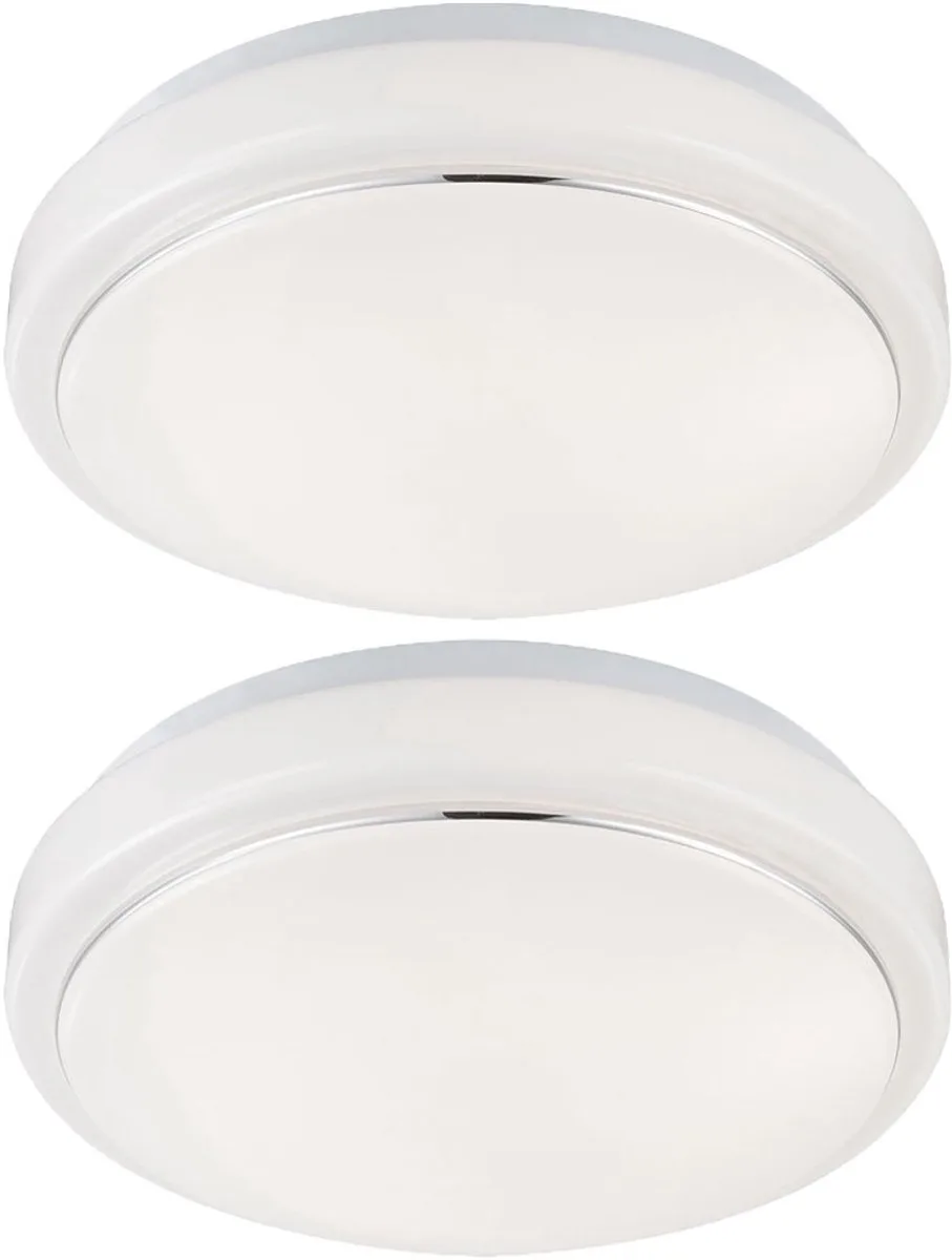 Plafondlamp LED woonkamerlamp plafondlamp modern, aluminium wit, 1x LED 8W 550Lm warm wit, DxH 26x8 cm, set van 2 by Globo in White – product photo