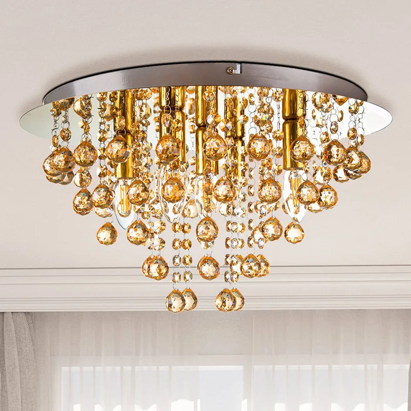 Plafondlamp London, Ø 46 cm, 5-lamps, acrylglas fra Globo i Guld – produktbillede