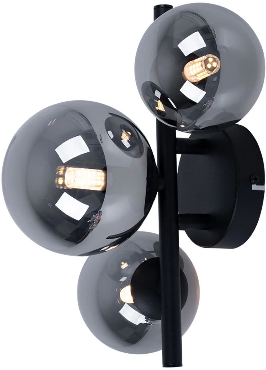 Plafondlamp met glazen spotlight globe plafondlampen glazen globes eettafel, LED 3 vlammen, 3x 3,5W 3x 350lm 3000K, BxH 21x28 cm de Globo en Noir – photo produit