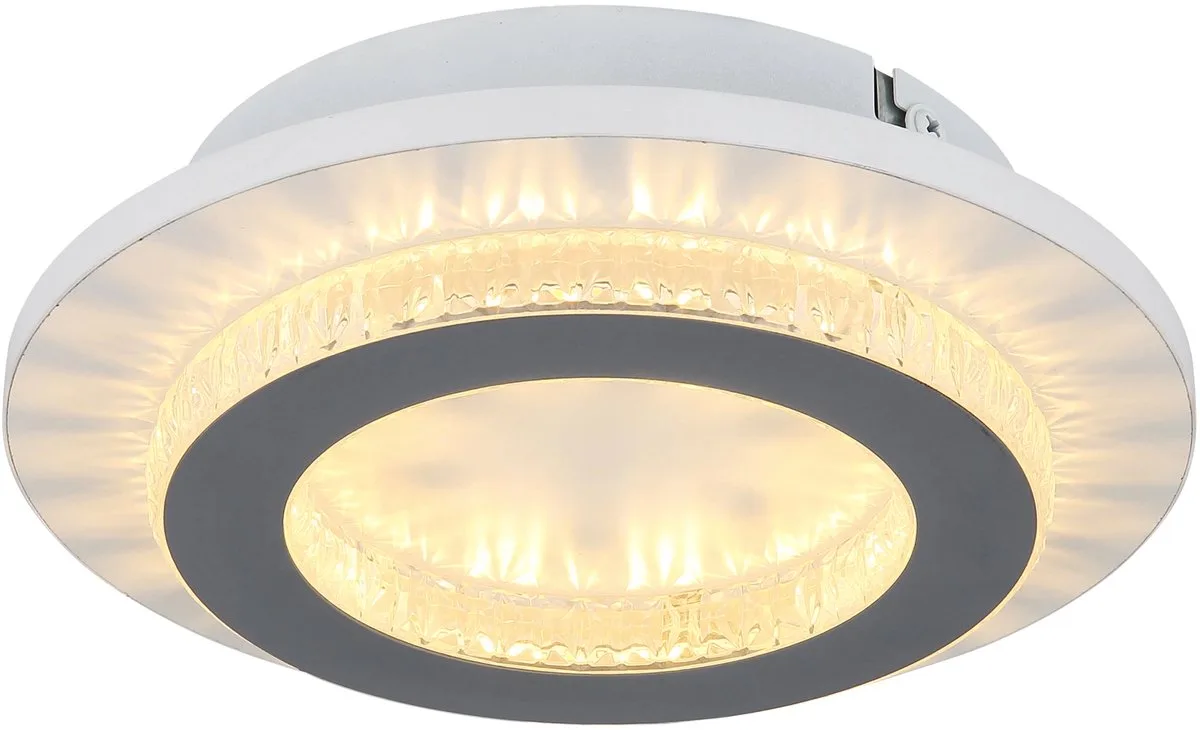 Plafondlamp met instelbare lichtkleur Woonkamerlamp kristallen LED plafondlamp wit, 12W 4700lm warm wit, neutraal wit, koel wit, DxH 20 x 5,5 cm van Globo in Grijs – productfoto