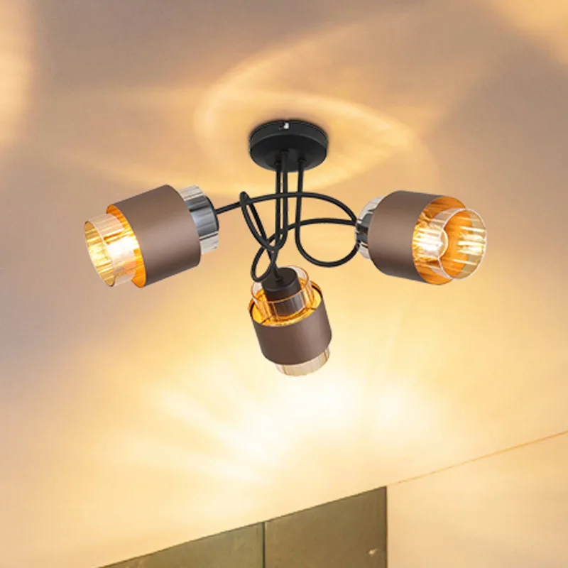 Plafondlamp Milley, amber/brons, glas, Ø 43 cm, 3-lamps, E27 de Globo en Amber, Bronze, Noir – photo produit