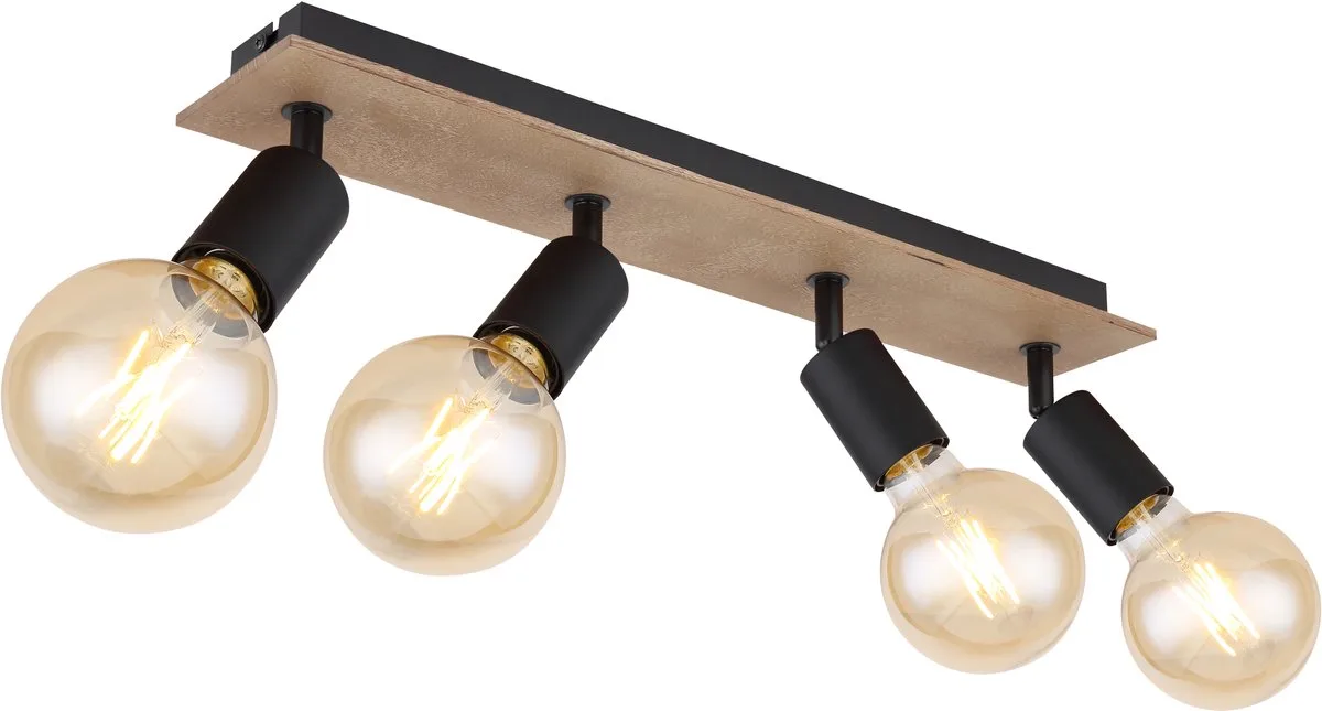 Plafondlamp Modern interieur - H:11cm - E27 - Voor Binnen - Metaal - Plafondlampen - Slaapkamer - Kinderkamer - Woonkamer - Plafonnieres by Globo in Black – product photo