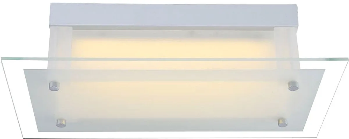 Plafondlamp moderne woonkamerlamp dimbaar, LED design lamp acryl schijf vierkant, mat glas, 1x LED 11W 1370lm 3000K warm wit, LxBxH 36 x 19 x 10,5 cm van Globo in Duidelijk – productfoto