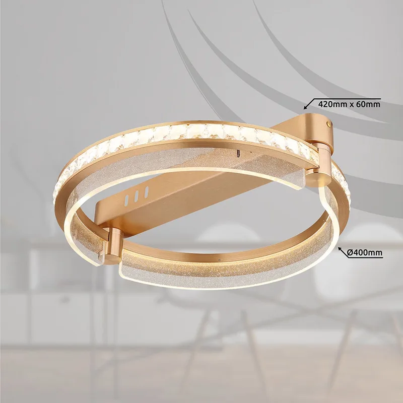 Plafondlamp plafondlamp kristal lamp dimbaar afstandsbediening LED D 40 cm fra Globo i Guld – produktbillede