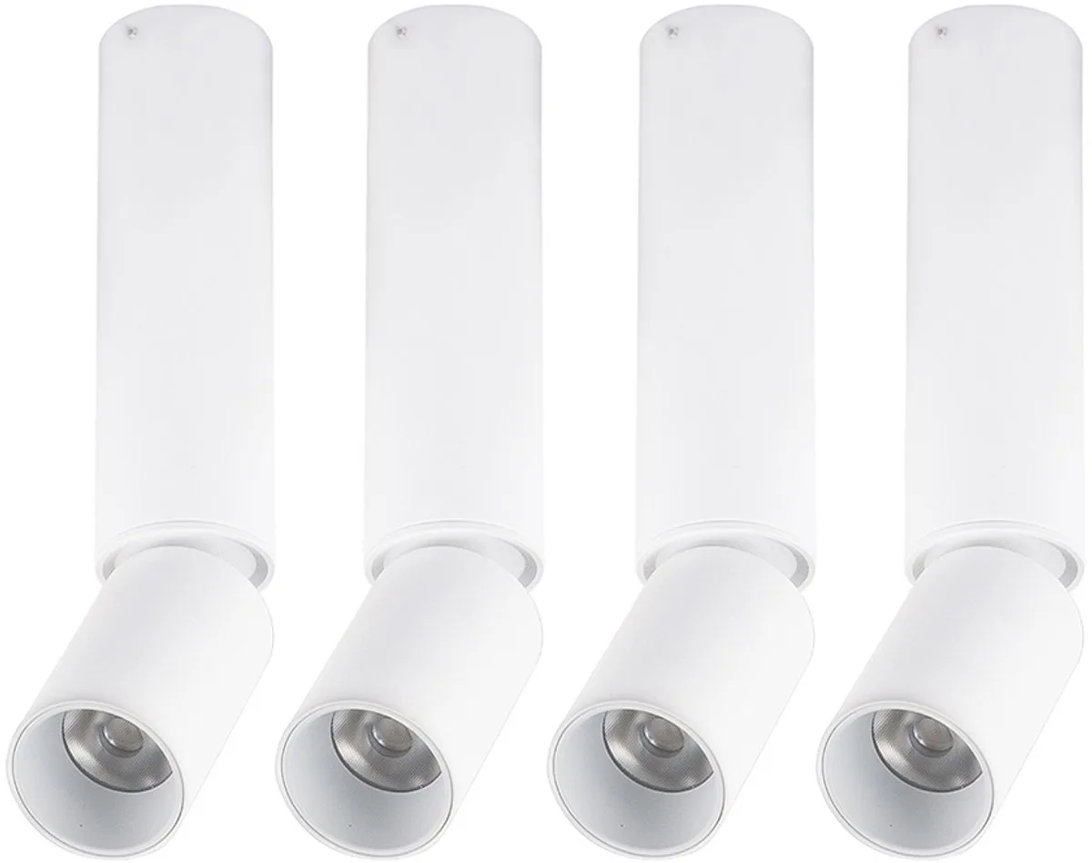 Plafondlamp Plafondspot Eetkamerlamp Woonkamerlamp Keukenlamp, wit aluminium, beweegbare spot, 1x LED 8W 502Lm 3000K warm wit, H 23 cm, set van 4 von Globo in Weiß – Produktfoto