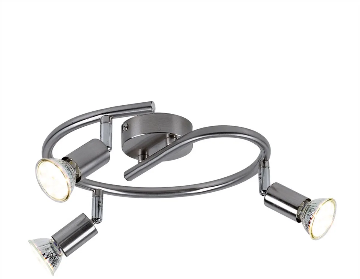 Plafondlamp Plafondspot Woonkamerlamp Slaapkamerlamp Hallamp, metaal 3 vlammen Spots beweegbaar, LED, DxH 25x15 cm de Globo en Argent – photo produit