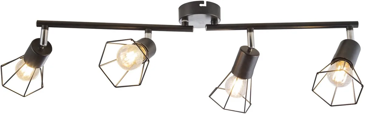 Plafondlamp Plafondverlichting Woonkamerlamp 4-vlammig Metaal D 70 cm von Globo in Schwarz – Produktfoto