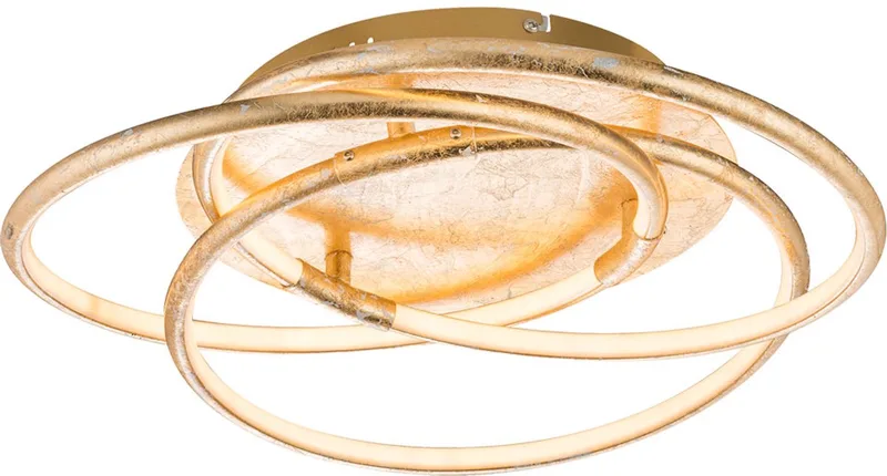 Plafondlamp ringen designlamp plafondlamp woonkamer modern, aluminium, satijn, LED 30W 2100Lm warm wit, DxH 50x14 cm von Globo in Gold – Produktfoto