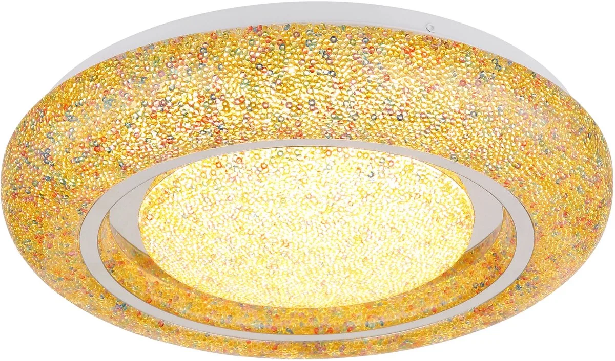 Plafondlamp rond LED plafondlamp kristallen gekleurd ganglicht wit keukenlamp, 24W 1200lm warm wit, DxH 38x7,5 cm by Globo in Kleurrijk – product photo