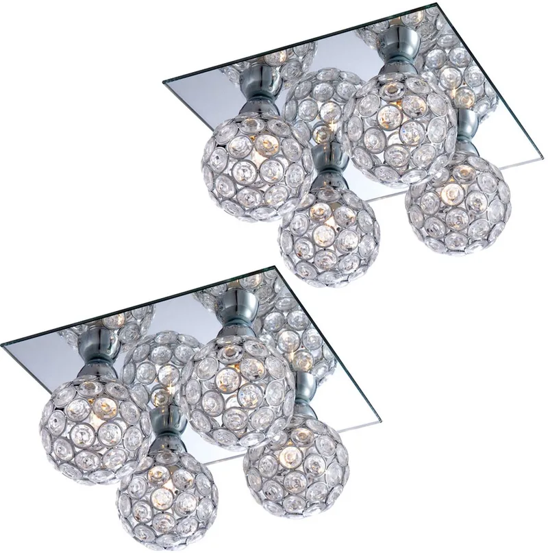 Plafondlamp Sferen Kristallen lamp chroom Kristallen Modern, metaal, 4-polige G9 fitting, LxBxH 23x23x13,2 cm de Globo en Argent – photo produit