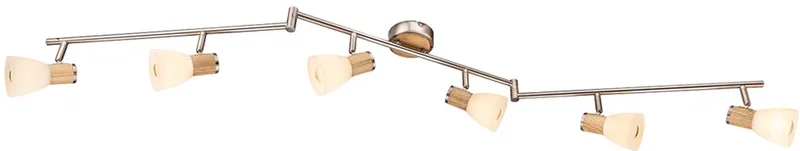 Plafondlamp slaapkamer gastenkamer glazen spot verlichting rail hout licht verstelbaar von Globo in Silber – Produktfoto