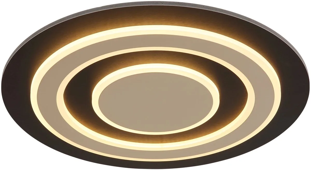 Plafondlamp Slaapkamerlamp Eetkamerlamp champagnekleurig donkerbruin, metaal MDF, LED 40W 1100lm 3000K warm wit, D 48 cm de Globo en Champagne – photo produit
